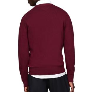 Pull Bordeaux Homme Tommy Hilfiger Essential Crew vue 2