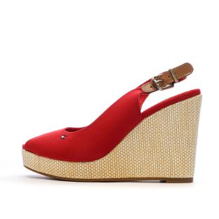 Sandales Compensées Rouge Femme Tommy Hilfiger Iconic Elena pas cher