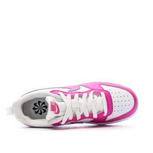Baskets Blanches/Roses Fille Nike Court Borough vue 4