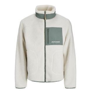 Veste Sherpa Blanc/Vert Homme Jack & Jones Esterbro Teddy pas cher