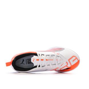 Chaussures de football Blanches/Oranges Garçon Puma Ultra 5 Play vue 0