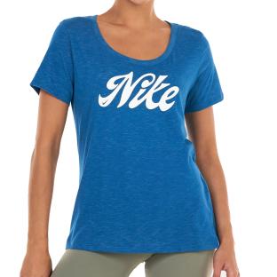 Nike Script Damen Blaues T-Shirt Ansicht 0