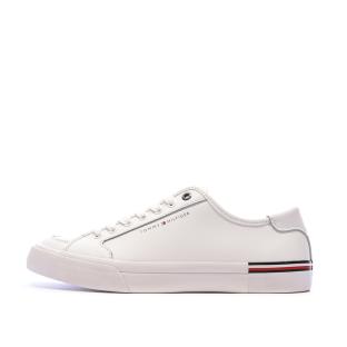 Baskets Blanches Cuir Homme Tommy Hilfiger Core Corporate Vulc pas cher
