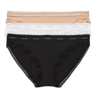X3 Culottes Blanc/Beige/Noir Femme Calvin Klein Jeans Thong pas cher