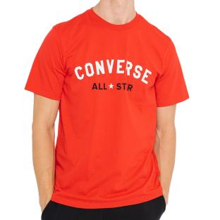T-shirt Blanc Rouge Converse Printed pas cher