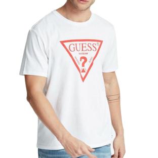 T-shirt Blanc Homme Guess Warsaw pas cher