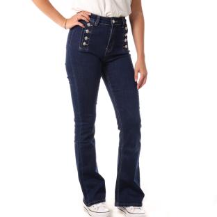 Jean Bleu Femme Monday Premium Jean Bouton pas cher