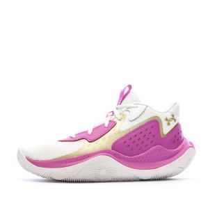 Chaussures de Basketball Blanches/Violettes Femme Under Armour Jet 23 pas cher