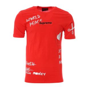 T-shirt Rouge Homme Supreme Grip World pas cher