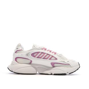 Baskets Blanches/Roses Femme Adidas Ozmillen vue 2