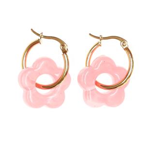 Boucles Oreilles Rose Vif Femme Clio Blue Fleurs 20mm pas cher