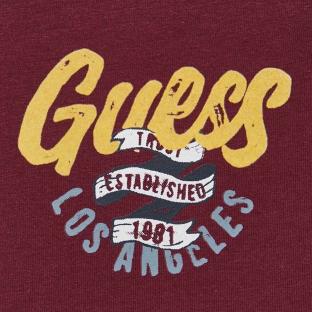 T-shirt Bordeau Homme Guess Italic vue 3