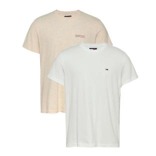 2x T-Shirt Beige/Blanc Homme Tommy Hilfiger DM0DM21344 pas cher