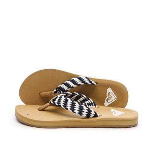 Tongs Beiges/Marines Femme Roxy Porto pas cher