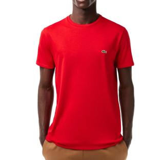 T-Shirt Rouge Homme Lacoste Pima pas cher