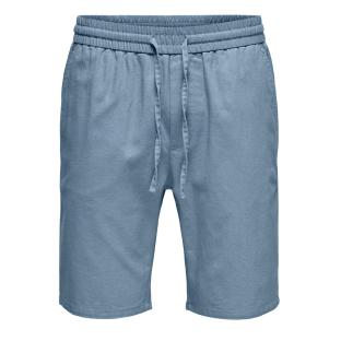 Short Bleu Homme ONLY & SONS Cot Lin pas cher