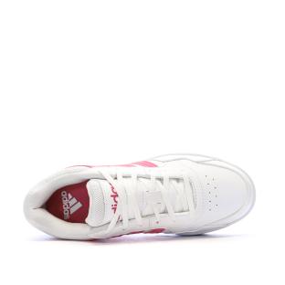 Baskets Blanches/Roses Femme Adidas Hoops 3.0 Bold vue 4