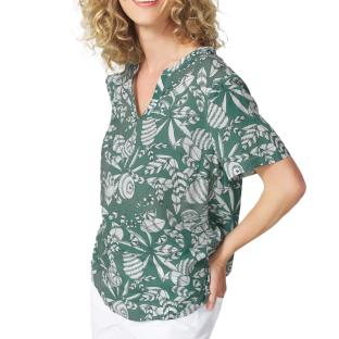 Blouse Vert à Fleurs Femme TBS JANIEMIS pas cher