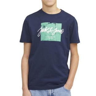 T-Shirt Marine Garçon Jack & Jones Neck 12259391 pas cher