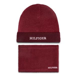 Ensemble bonnet et écharpe tube Rouge Enfant Tommy Hilfiger Giftpack pas cher
