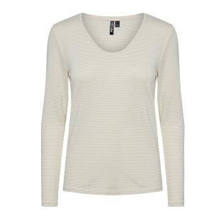 T-Shirt Manches Longues Blanc/Doré Femme Pieces Billo pas cher