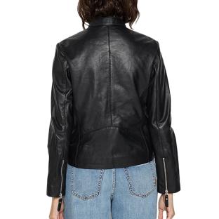 Veste en Cuir Noir Femme Schott Lola vue 0