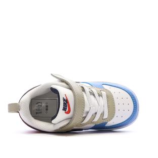 Baskets Blanc/Beige/Bleu Enfant Nike Court Borough Low Recraf vue 4