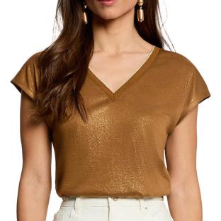 Camiseta marrón de mujer Morgan con estampado decorativo ver 0