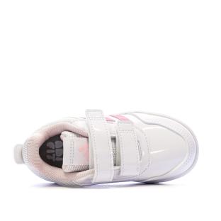 Baskets Blanc/Rose Fille Adidas Tensaur vue 0