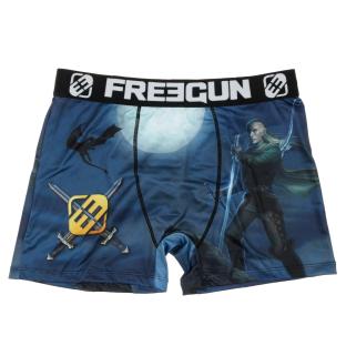 Boxer Freegun Homme - Noir/gris, Imprimé, 92% Polyester, 8% élasthanne, Coupe Classique