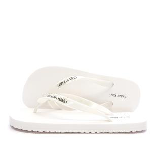 Tongs Blanches Femme Calvin Klein Jeans Flip Flop Tpu Metall vue 0
