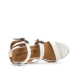 Sandales Compensée Blanches Femme Chattawak Summer Camel vue 0