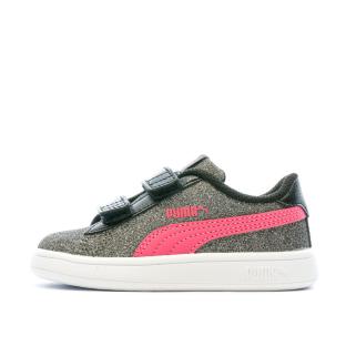 Baskets Grises à paillette Fille Puma Smash Glitz Glam pas cher