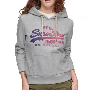 Sweat à Capuche Gris Femme Superdry Tonal Vl Graphic pas cher