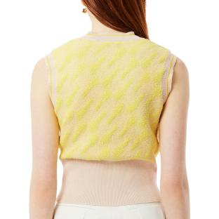 Pull Sans Manche Beige/Jaune Femme Lacoste Jacquard Graphic vue 2