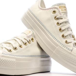 Baskets Ecru Femme Converse Ct All Star Lift Platform Crafted Stitching vue 7