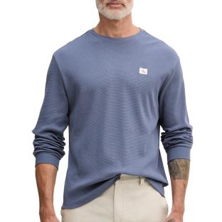 Blaues Herren-Sweatshirt von Calvin Klein Jeans mit Waffel-Muster und Aufnähern Ansicht 0