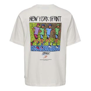 T-shirt Blanc Homme Only & Sons print Logo vue 0