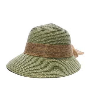 Chapeau de soleil en paille Kaki Via Lorenzo Pan Coupe Ocean vue 0