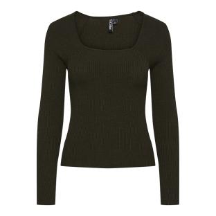 T-Shirt Manches Longues Kaki Femme Pieces Kalu pas cher