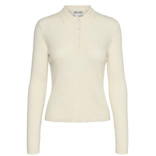 Polo Manches Longues Écru Femme Vero Moda Mohana vue 3