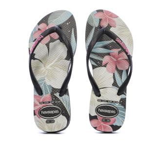 Tongs Rose/Blanc/Noir Fille/Femme Havaianas Floral vue 0