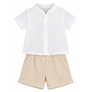Ensemble Beige/Blanc Bébé P'tit Mome Théo vue 0