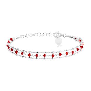 Bracelet Multi Chaînes Rouge Clio Blue Noemie pas cher
