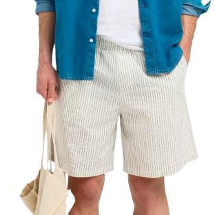 Short Blanc à Rayures Homme Selected Loose pas cher