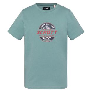 T-Shirt Vert Garçon Schott Print pas cher