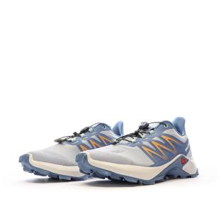 Chaussures de trail Bleu/Beige Femme Salomon Sagacross W vue 6