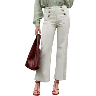 Jean Wide Blanc Femme Vert Oraije Victorine vue 0