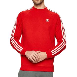 Sweat Rouge Homme Adidas 3-stripes Crew pas cher