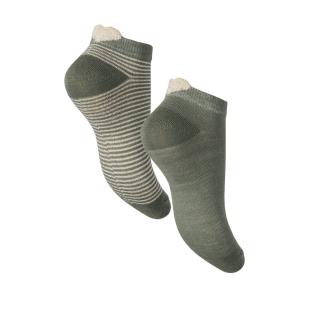 X2 Paires de Chaussettes Kaki Femme Pieces Claura vue 2